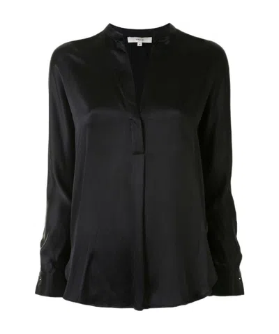 Vince Silk V-neck Blouse In Black