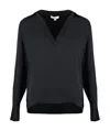 Vince Silk Blouse With V-neck And Side Slits In Black