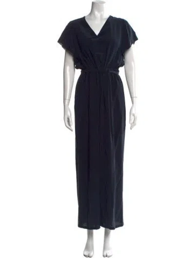 Pre-owned Vince Silk V-neck Jumpsuit In Blue