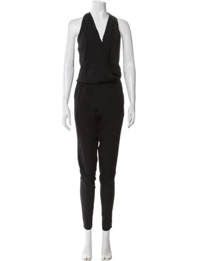 Pre-owned Vince Silk V-neck Jumpsuit In Gray