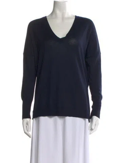 Pre-owned Vince Silk V-neck Sweater In Black