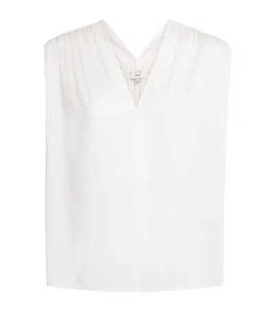 Vince Silk-blend Gathered Blouse In White