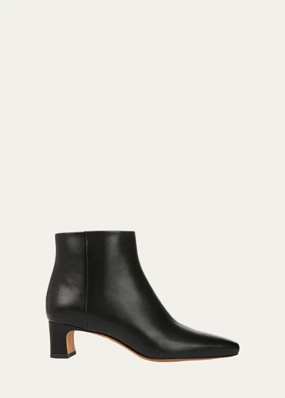 Vince Silvana Leather Zip Ankle Booties In Black Leather