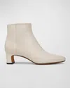 Vince Silvana Leather Zip Ankle Booties In Flax White Leather