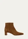 Vince Silvana Suede Zip Booties In Elm Wood Brown Su