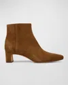 Vince Silvana Suede Zip Booties In Elm Wood Brown Suede