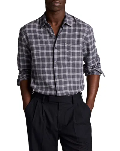 Vince Simmons Plaid Cotton Blend Pocket Shirt In Blue