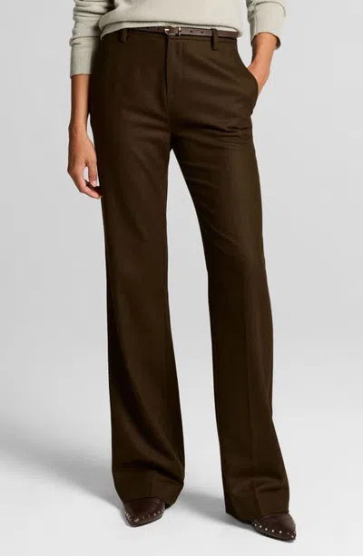 Vince Simone Wool Blend Soft Flannel Pants In Brown