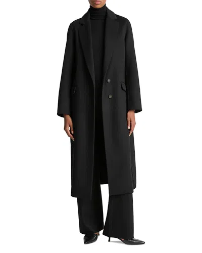 Vince Single Breasted Classic Coat In Black