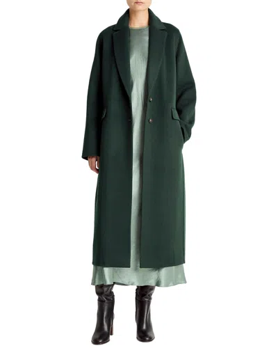 Vince Single Breasted Classic Wool & Cashmere-blend Coat In Green