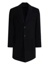 Vince Single Breasted Coat With Notch Lapel And Back Vent In Black
