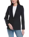 Vince Single-breasted Linen-blend Blazer In Blue