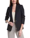 Vince Single-breasted Linen-blend Blazer In Blue