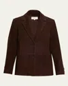 Vince Single-breasted Suede Blazer In Brown