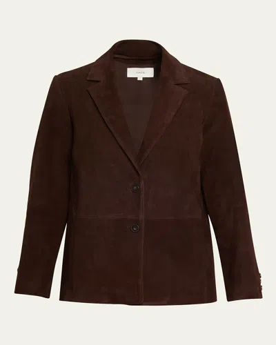 Vince Single-breasted Suede Blazer In Brown