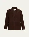 Vince Single-breasted Suede Blazer In Brown