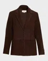 Vince Single-breasted Suede Blazer In Multi