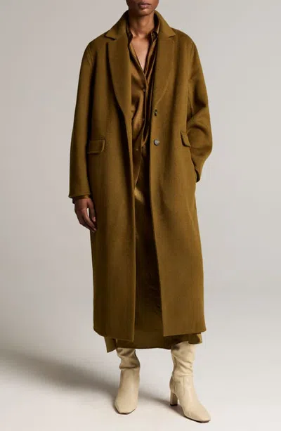 Vince Single Breasted Wool & Cashmere Coat In Green