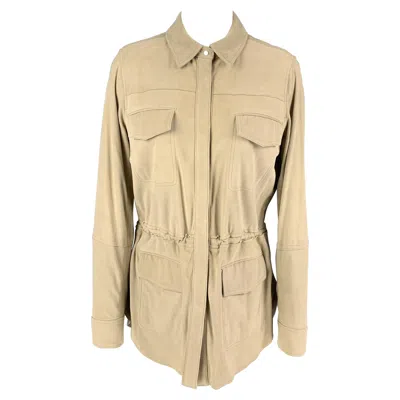 Pre-owned Vince Size S Beige Suede Parka Jacket In Brown