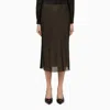 Vince Black And Beige Viscose Midi Skirt In Black
