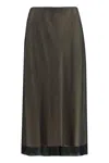 VINCE SLEEK BLACK RAYON AND VISCOSE MIDI SKIRT FOR WOMEN BY VINCE