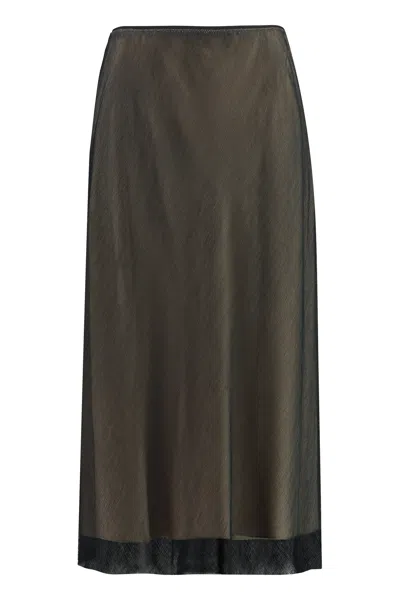 Vince Sleek Black Rayon And Viscose Midi Skirt For Women By