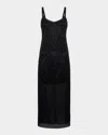 Vince Sleeveless Beaded Midi Slip Dress In Black