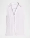 Vince Sleeveless Boxy Button-front Shirt In Neutral