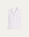 Vince Sleeveless Boxy Button-front Shirt In White