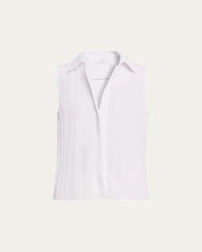 VINCE SLEEVELESS BOXY BUTTON-FRONT SHIRT