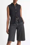 Vince Sleeveless Button-front Shirt In Black