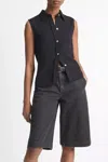 Vince Sleeveless Button-front Shirt In Black