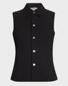 Vince Sleeveless Button-front Top In Black