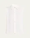 Vince Sleeveless Button-front Top In Off White