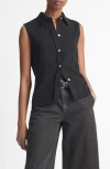 Vince Sleeveless Button-front Shirt In Black In Black
