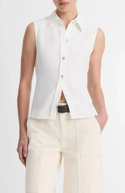 Vince Sleeveless Button-up Shirt In Off White