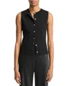 Vince Variegated Rib Sleeveless Cotton Sweater In Black