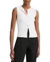 Vince Variegated Rib Sleeveless Cotton Sweater In White