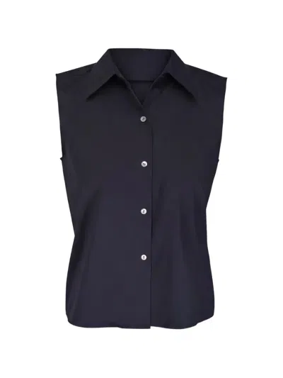 Vince Sleeveless Button-up Shirt In Blue