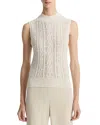 Vince Mock Neck Cable Stitch Sweater Vest In White