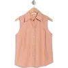 Vince Sleeveless Cotton Blend Button-up Shirt In Rose Dawn