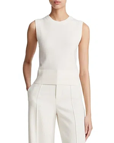 Vince Sleeveless Crewneck Sweater In White