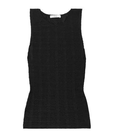 Vince Sleeveless Crinkled-finish Tank Top In Black