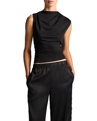 Vince Sleeveless Drape Top In Black