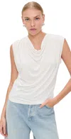 Vince Sleeveless Draped Cowl Neck Top Gesso In White