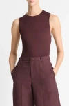 Vince Sleeveless Fitted Top In Cherry Night