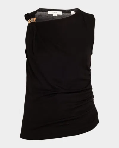 Vince Sleeveless Gathered Top In Black