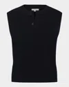 Vince Henley Sleeveless Sweater In Henley Crew Nk Shell