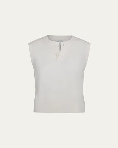 Vince Henley Sleeveless Sweater In Off White