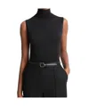 Vince Sleeveless Modal Turtleneck Top In Black